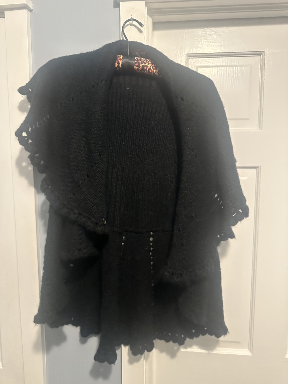 Torrid Black Open-Front Knit Shrug with Scalloped Edges